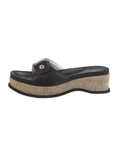 Pre-owned Rag & Bone Leather Slides In Black