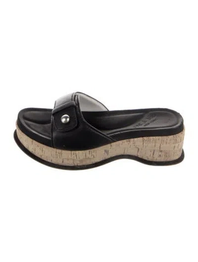 Pre-owned Rag & Bone Leather Slides In Black