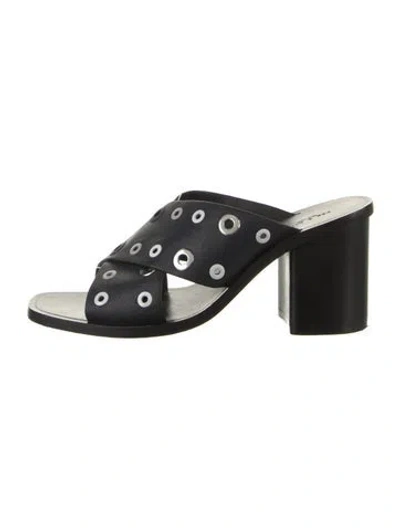 Pre-owned Rag & Bone Leather Slides In Black