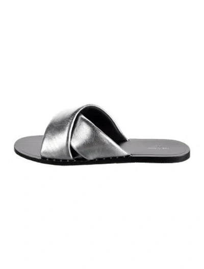 Pre-owned Rag & Bone Leather Slides In Metallic/silver