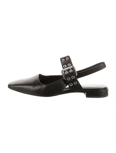 Pre-owned Rag & Bone Leather Slingback Flats In Black