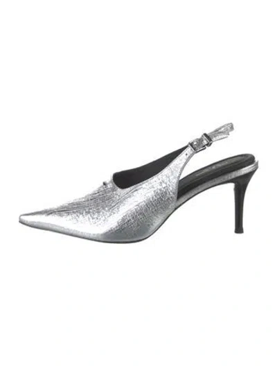 Pre-owned Rag & Bone Leather Slingback Pumps In Silver