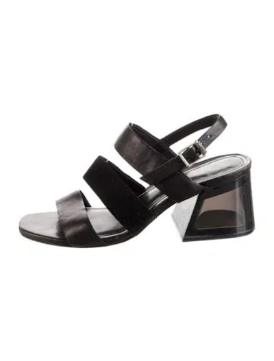 Pre-owned Rag & Bone Leather Slingback Sandals In Black