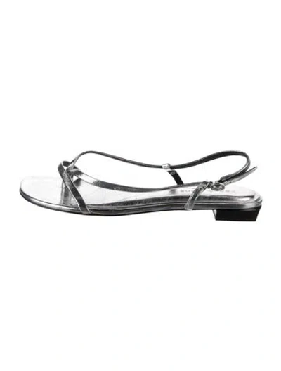 Pre-owned Rag & Bone Leather Slingback Sandals In Silver
