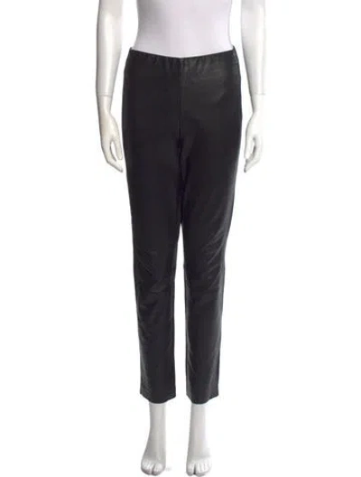 Pre-owned Rag & Bone Leather Straight Leg Pants In Black