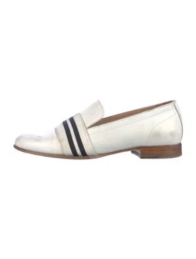 Pre-owned Rag & Bone Leather Striped Loafers In White
