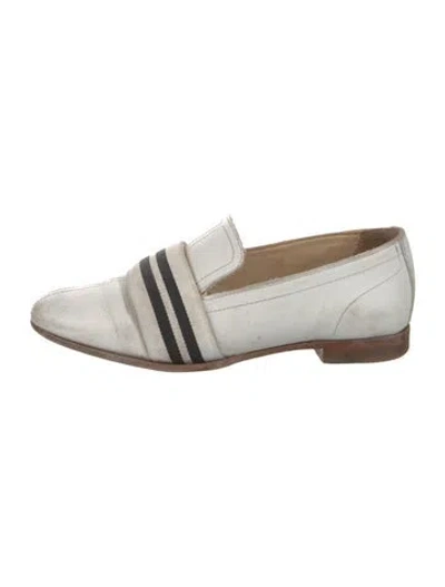 Pre-owned Rag & Bone Leather Striped Loafers In White