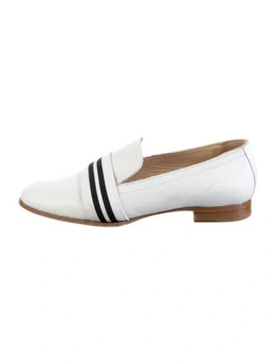 Pre-owned Rag & Bone Leather Striped Loafers In White