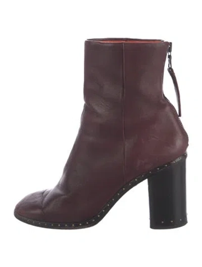 Pre-owned Rag & Bone Leather Studded Accents Boots In Burgundy