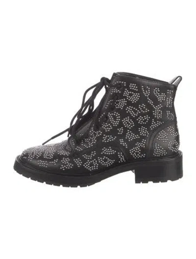 Pre-owned Rag & Bone Leather Studded Accents Combat Boots In Black