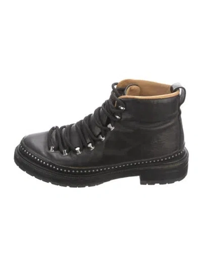 Pre-owned Rag & Bone Leather Studded Accents Combat Boots In Black