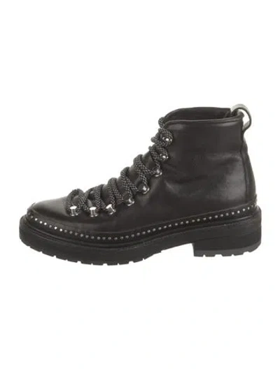 Pre-owned Rag & Bone Leather Studded Accents Combat Boots In Black