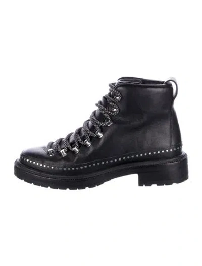 Pre-owned Rag & Bone Leather Studded Accents Combat Boots In Black