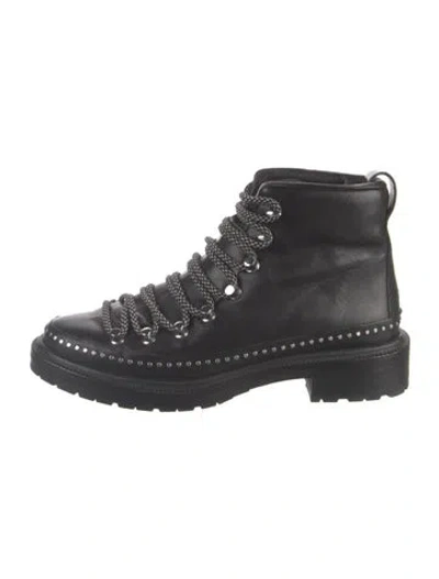 Pre-owned Rag & Bone Leather Studded Accents Combat Boots In Black