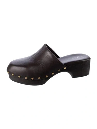 Pre-owned Rag & Bone Leather Studded Accents Mules In Black