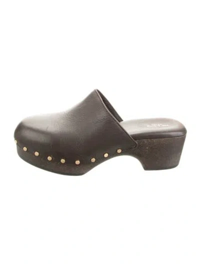 Pre-owned Rag & Bone Leather Studded Accents Mules In Brown