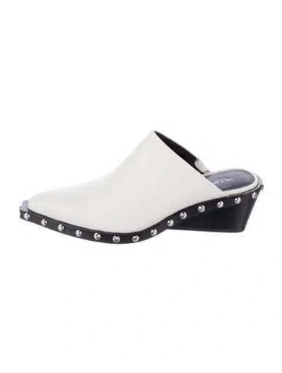 Pre-owned Rag & Bone Leather Studded Accents Mules In White