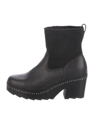 Pre-owned Rag & Bone Leather Studded Accents Rain Boots In Black