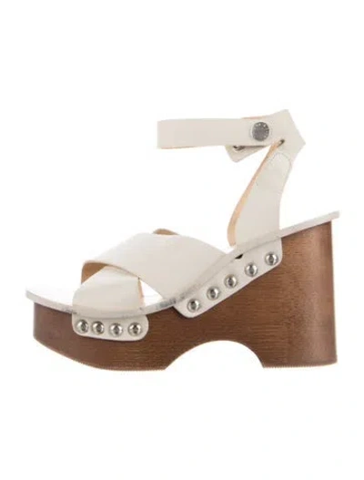 Pre-owned Rag & Bone Leather Studded Accents Sandals In White