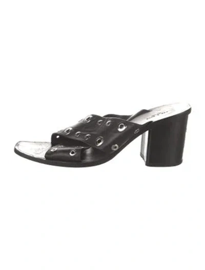 Pre-owned Rag & Bone Leather Studded Accents Slides In Black