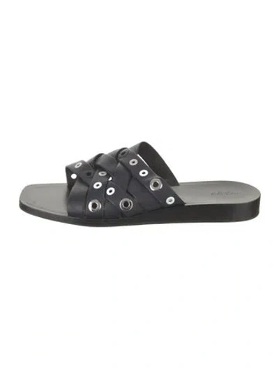 Pre-owned Rag & Bone Leather Studded Accents Slides In Blue