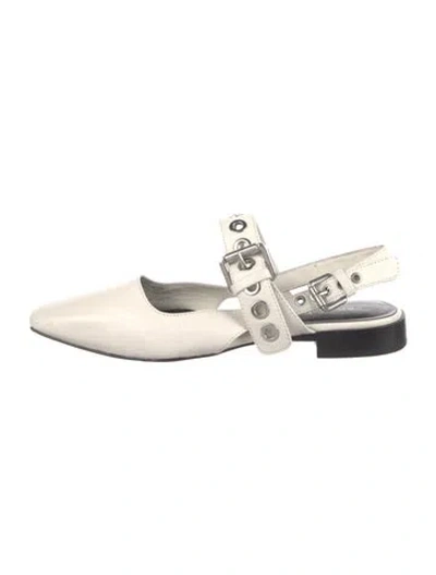 Pre-owned Rag & Bone Leather Studded Accents Slingback Flats In Neutral