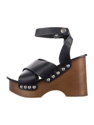 Pre-owned Rag & Bone Leather Studded Accents Slingback Sandals In Blue