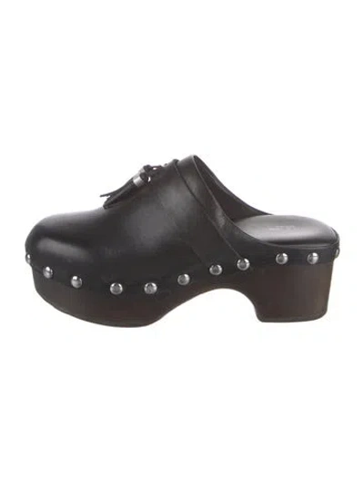 Pre-owned Rag & Bone Leather Tassel Accents Mules In Black