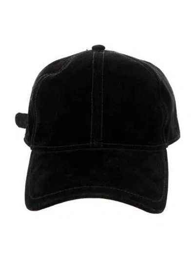 Pre-owned Rag & Bone Leather Trim Accent Suede Baseball Hat In Black