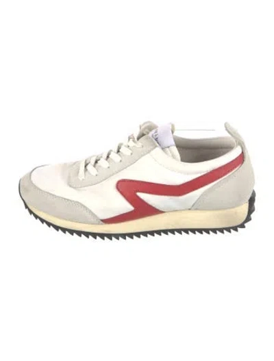 Pre-owned Rag & Bone Leather Trim Embellishment Athletic Sneakers In White