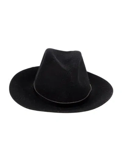Pre-owned Rag & Bone Leather Trim Gambler's Hat In Black