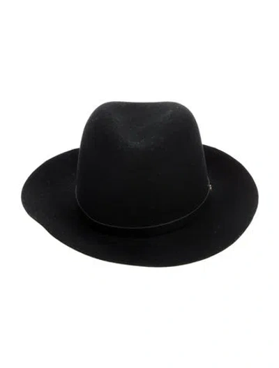 Pre-owned Rag & Bone Leather Trim Wool Gambler's Hat In Black