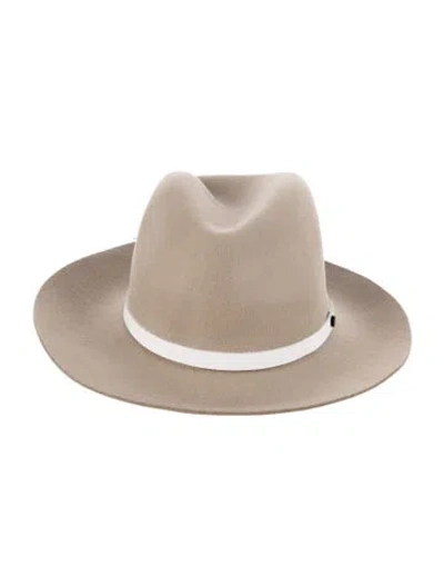 Pre-owned Rag & Bone Leather Trim Wool Hat In Neutral