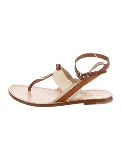 Pre-owned Rag & Bone Leather T-strap Sandals In Neutral