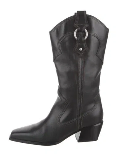 Pre-owned Rag & Bone Leather Western Boots In Black