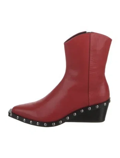 Pre-owned Rag & Bone Leather Western Boots In Red
