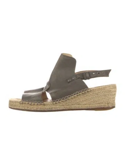 Pre-owned Rag & Bone Leather Whipstitch Trim Espadrilles In Green