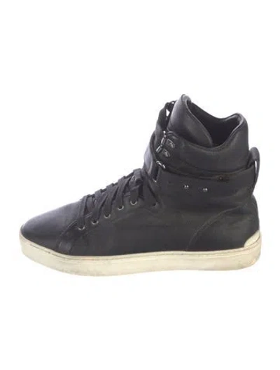 Pre-owned Rag & Bone Leather Whipstitch Trim Sneakers In Black