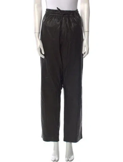 Pre-owned Rag & Bone Leather Wide Leg Pants In Black
