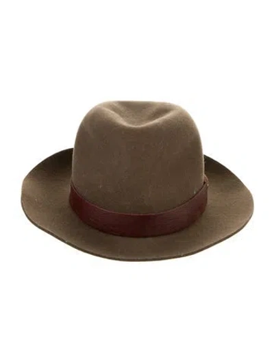 Pre-owned Rag & Bone Leather-trim Fedora In Brown