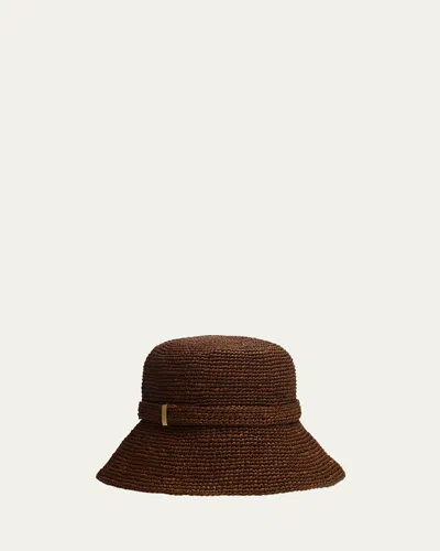 Rag & Bone Lela Raffia Rollable Bucket Hat In Brown