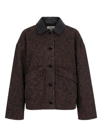 Rag & Bone Natalia Leopad Print Cotton Jacket In Brown