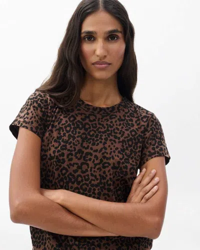 Rag & Bone Leopard-print Cotton Tee In Brown