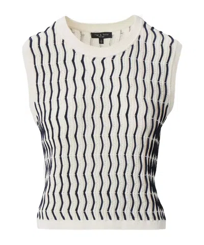 Rag & Bone Leslie Stripe Vest In Ivory In Multi