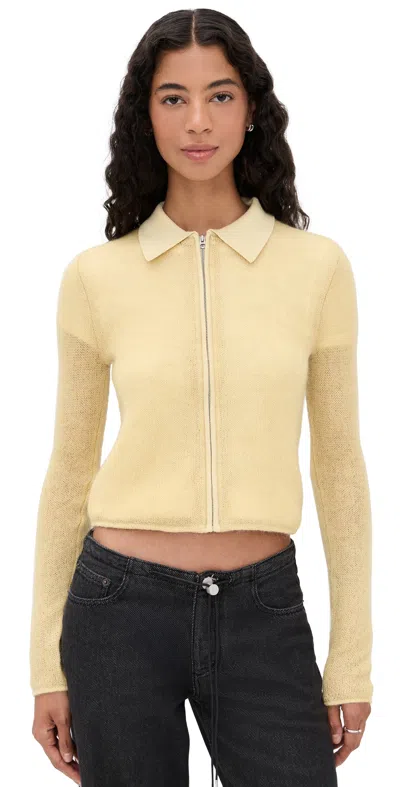 Rag & Bone Leva Long Sleeve Zip Sweater Butter In Yellow