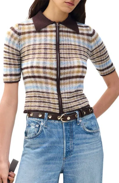 Rag & Bone Leva Short Sleeve Zip Cardigan In Multi
