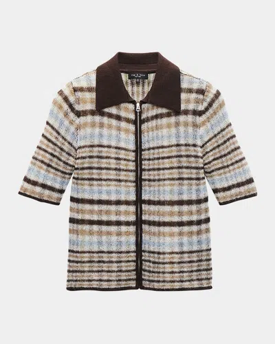 Rag & Bone Leva Short-sleeve Zip Polo In Multi