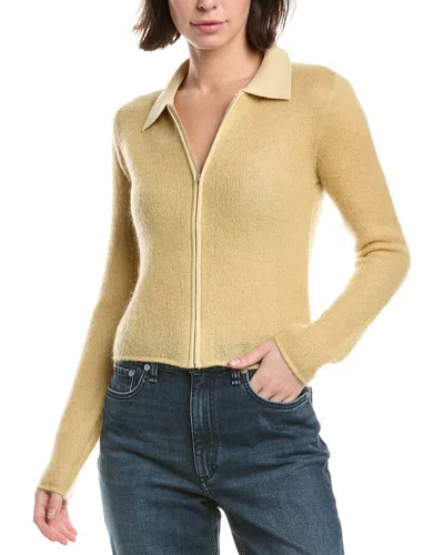 Rag & Bone Leva Zip Wool & Mohair-blend Polo Sweater In Brown