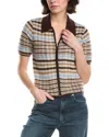 Rag & Bone Leva Short Sleeve Zip Polo Sweater In Multi
