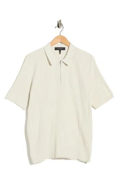 Rag & Bone Lewis Quarter Zip Polo Shirt In Neutral